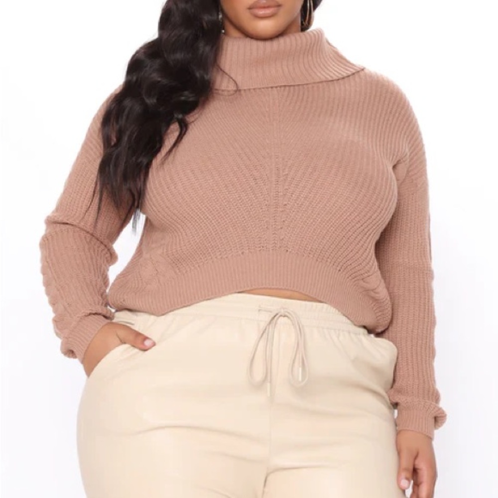 Women’s Fashion Nova Keep On Guessin' Cowl Neck Sweater - Mocha Size 1X